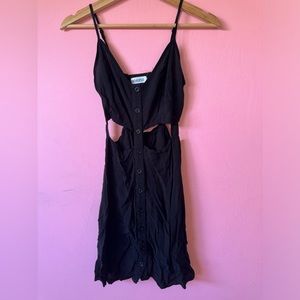 ⚫️BLACK BUTTON UP CUTOUT MINI SUN DRESS⚫️